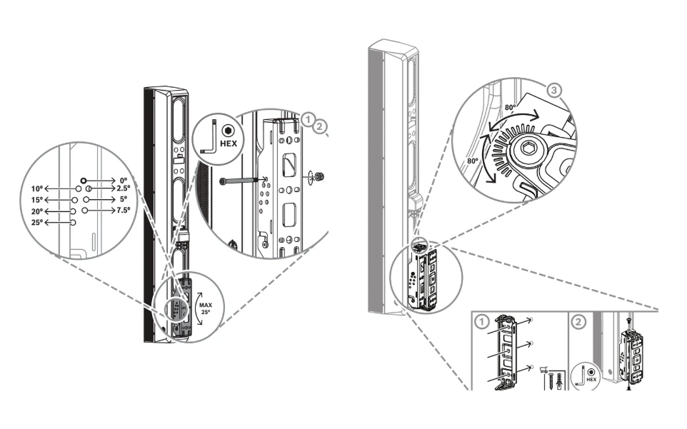 Electro-Voice LRC-1100 SwifTilt pan and tilt installation diagram