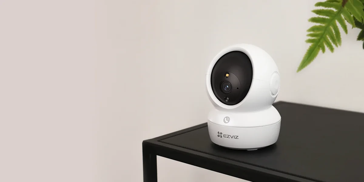 EZVIZ H6c Pro 2K pan and tilt smart home Wi-Fi camera on a table
