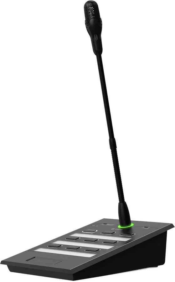 Dynacord VCS-8 8-zone call station with gooseneck condenser microphone, part of the V Series zone audio platform