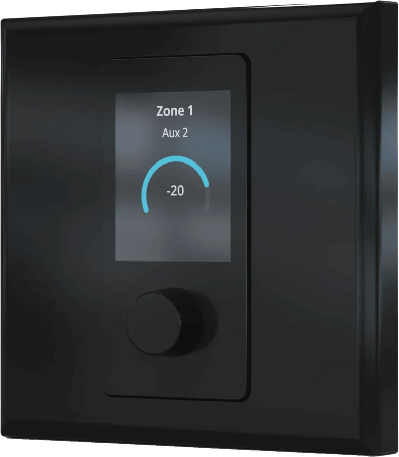 Dynacord VWP wall panel controller with color display and control knob, part of the V Series zone audio platform