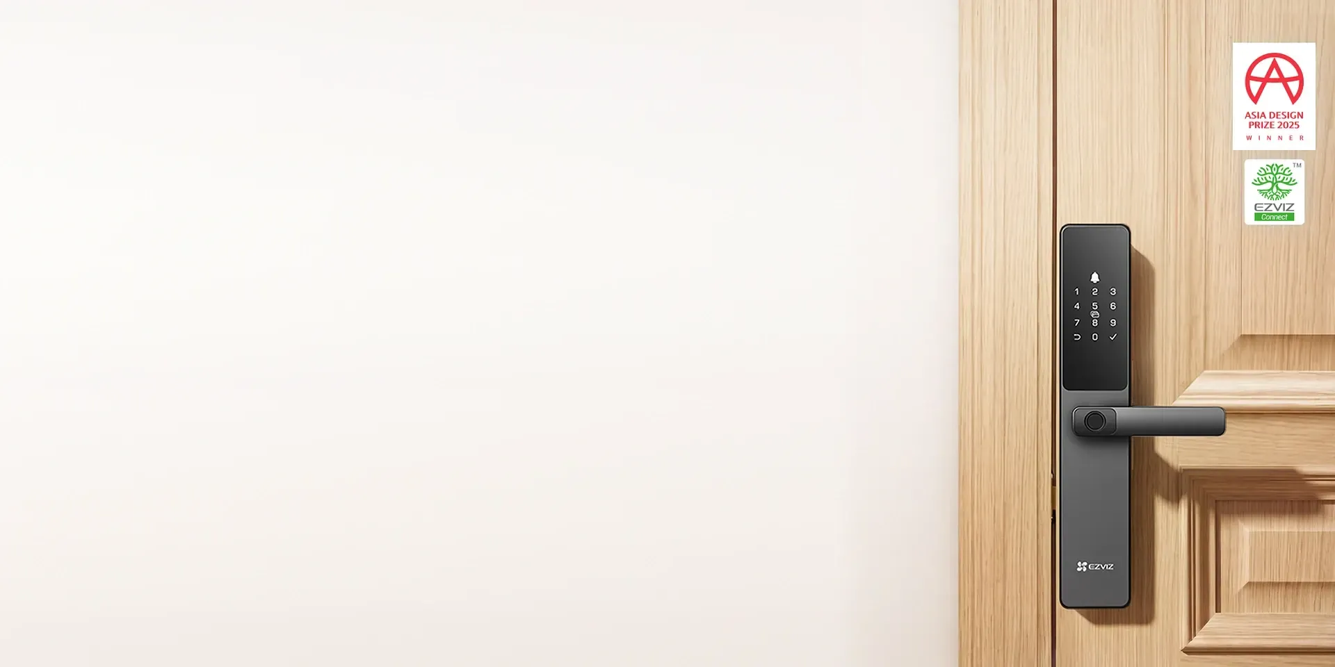 EZVIZ DL05 6068 lock body smart fingerprint lock installed on a wooden door