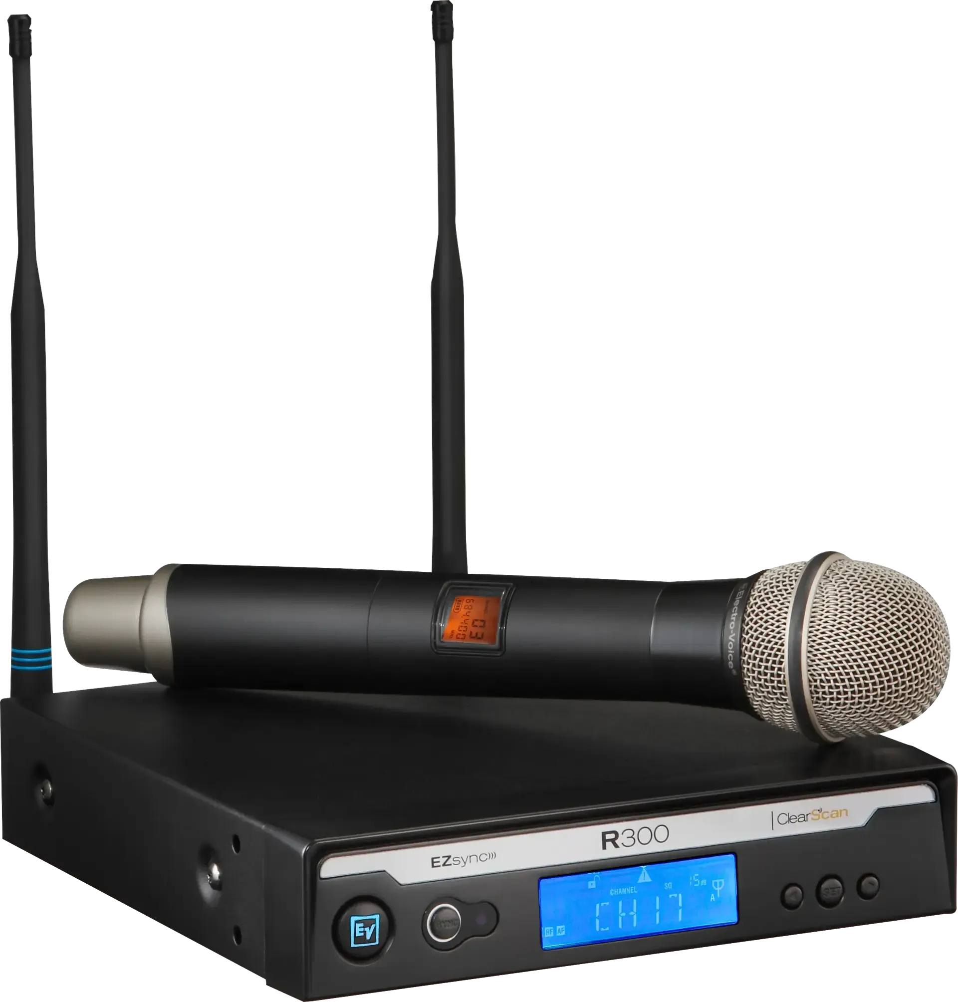 Electro-Voice R300-HD handheld wireless microphone system with ClearScan receiver