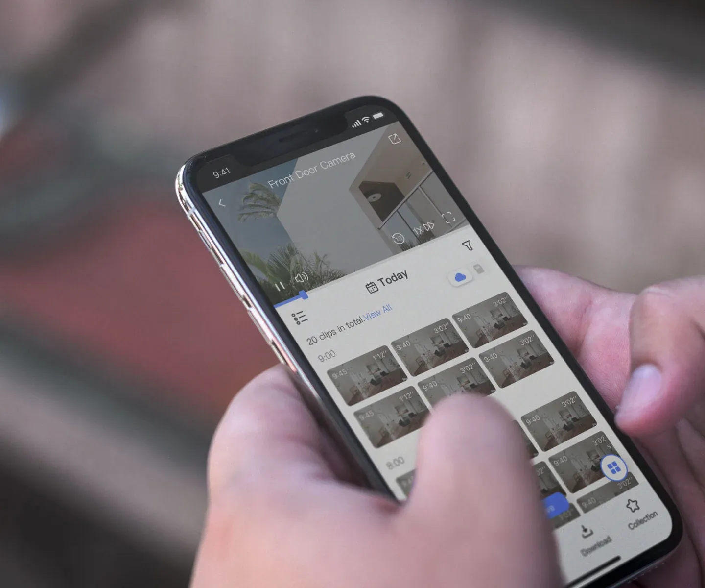 Browsing saved CloudPlay video clips in the EZVIZ app