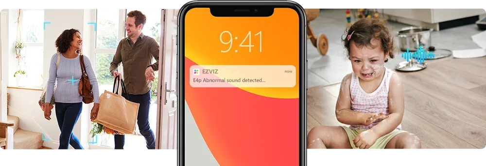 EZVIZ app alert on a phone after the E4p detects people at home