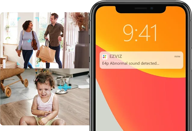 EZVIZ app alert on a phone after the E4p detects people at home
