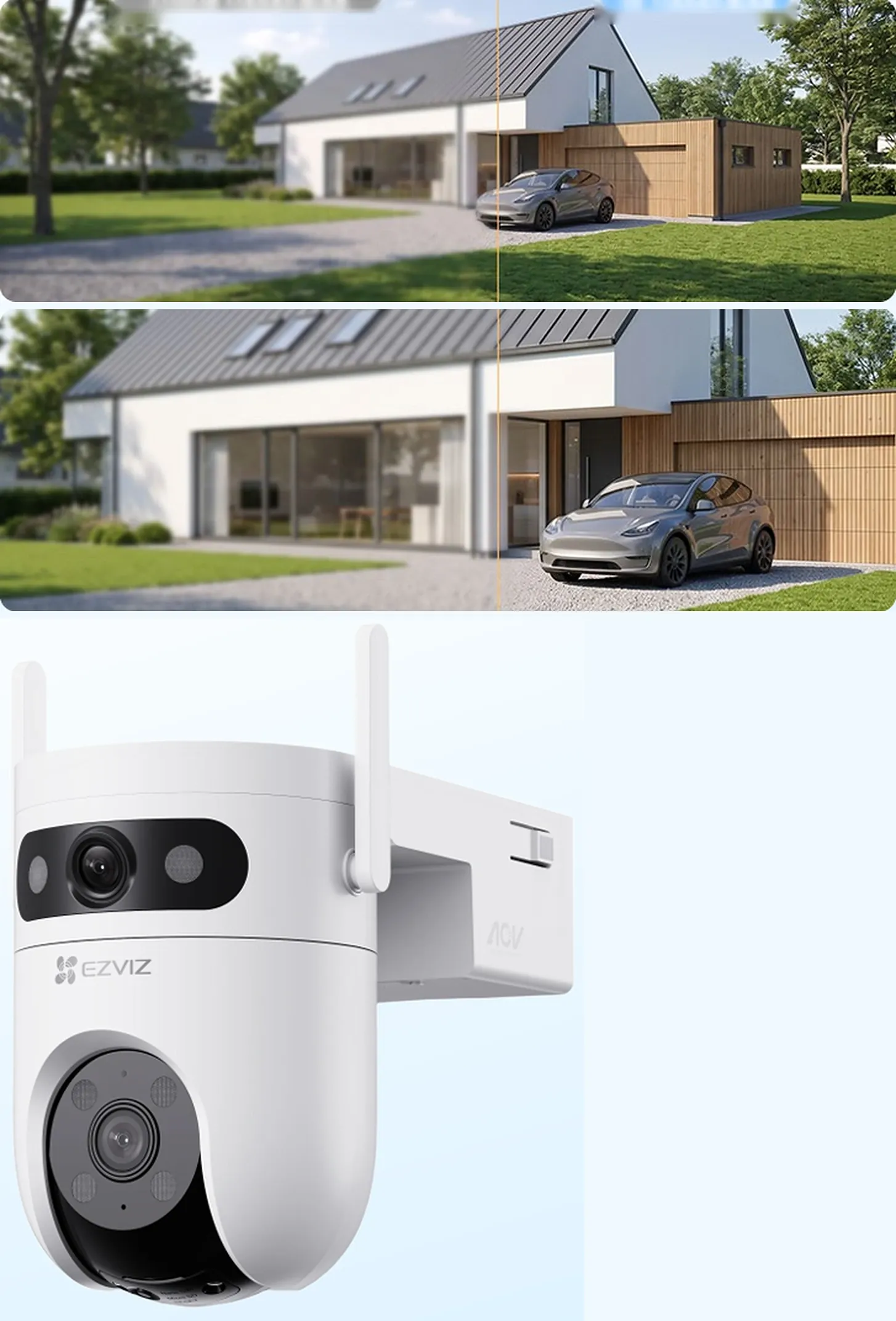 1080p resolution compared with 3K resolution of a house and garden